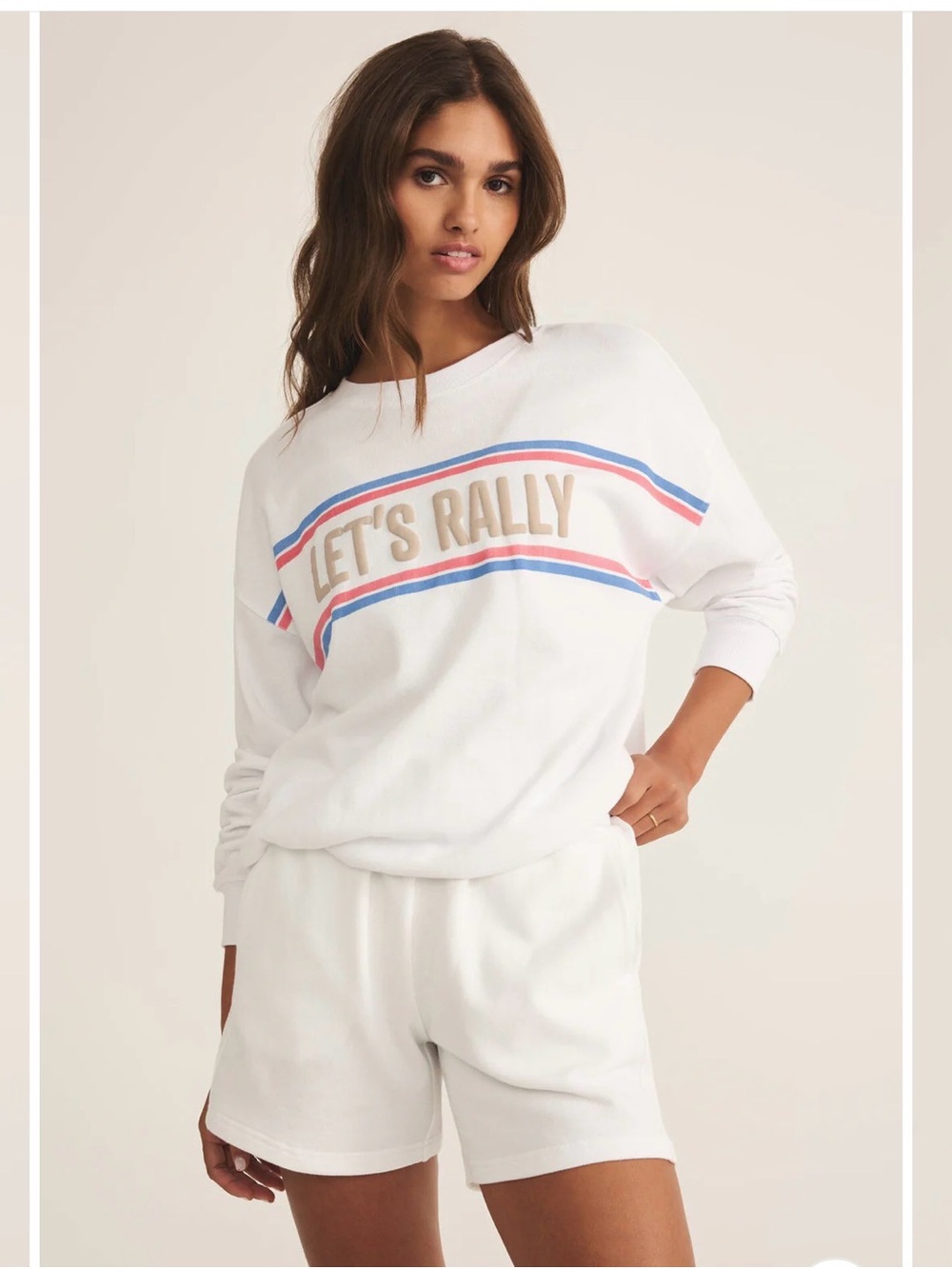 NWT Z Supply Let's Rally Sweatshirt size Small White Oversized 100% Cotton Terry